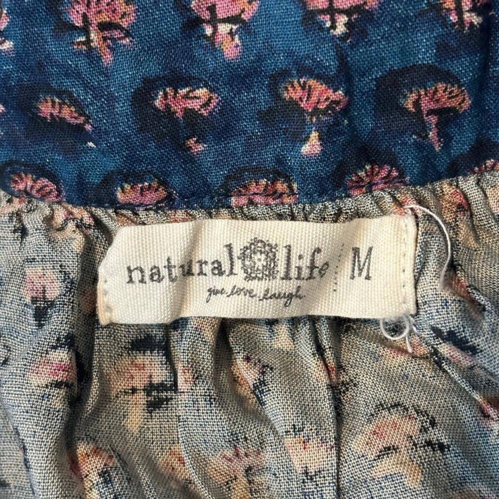 NATURAL LIFE Teal Floral Midi Dress with Pink Trim Straps - Picture 7 of 7